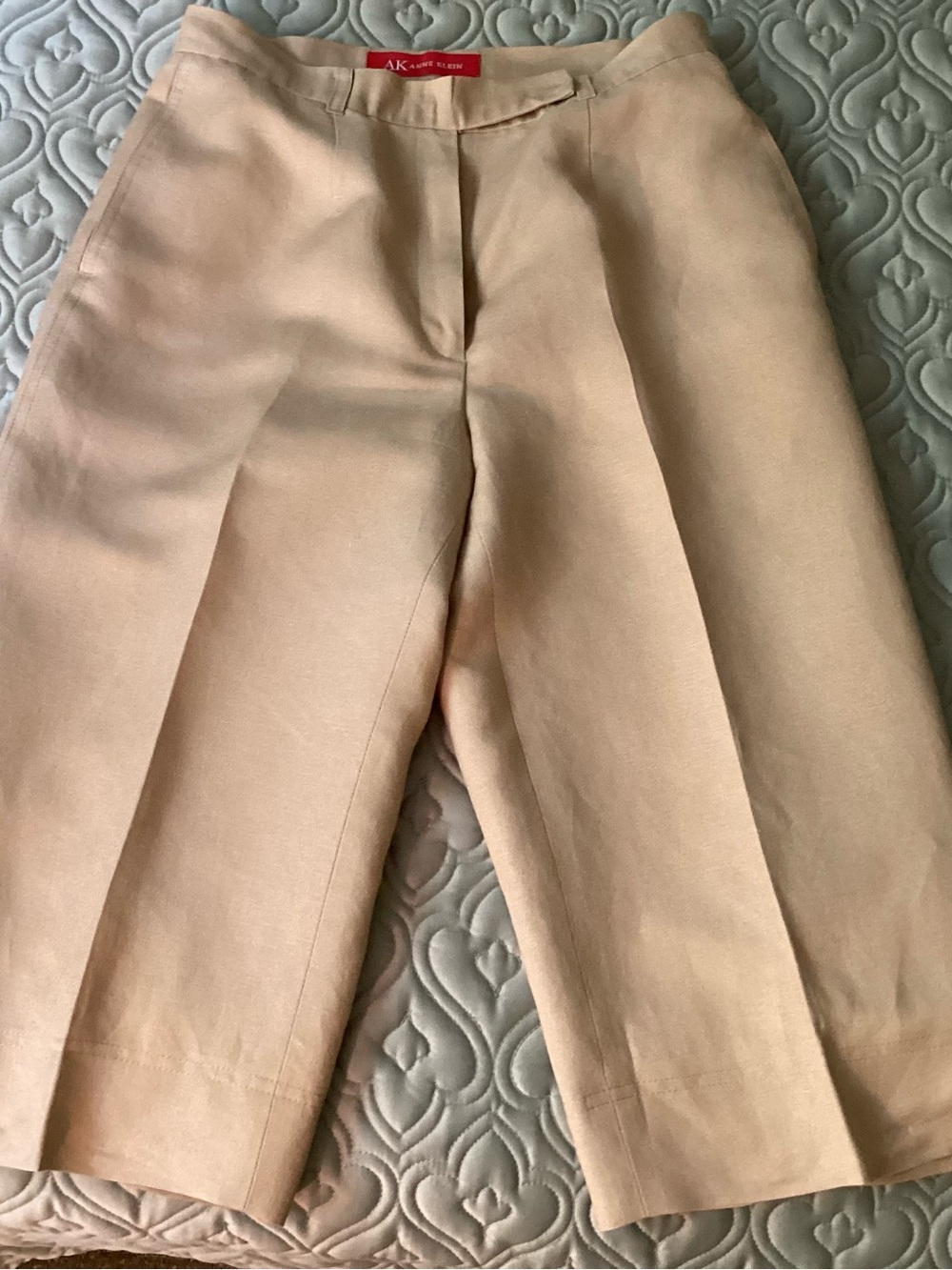 Anne Klein Beige Tailored lined linen Crop Trousers